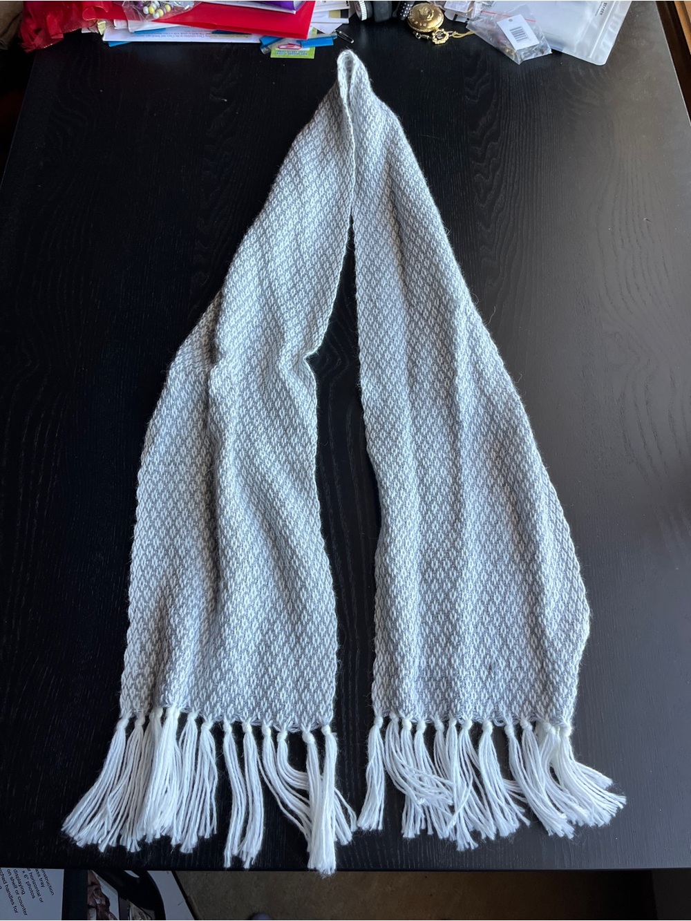 Light Gray Fringe Knit Scarf - Women Accessories